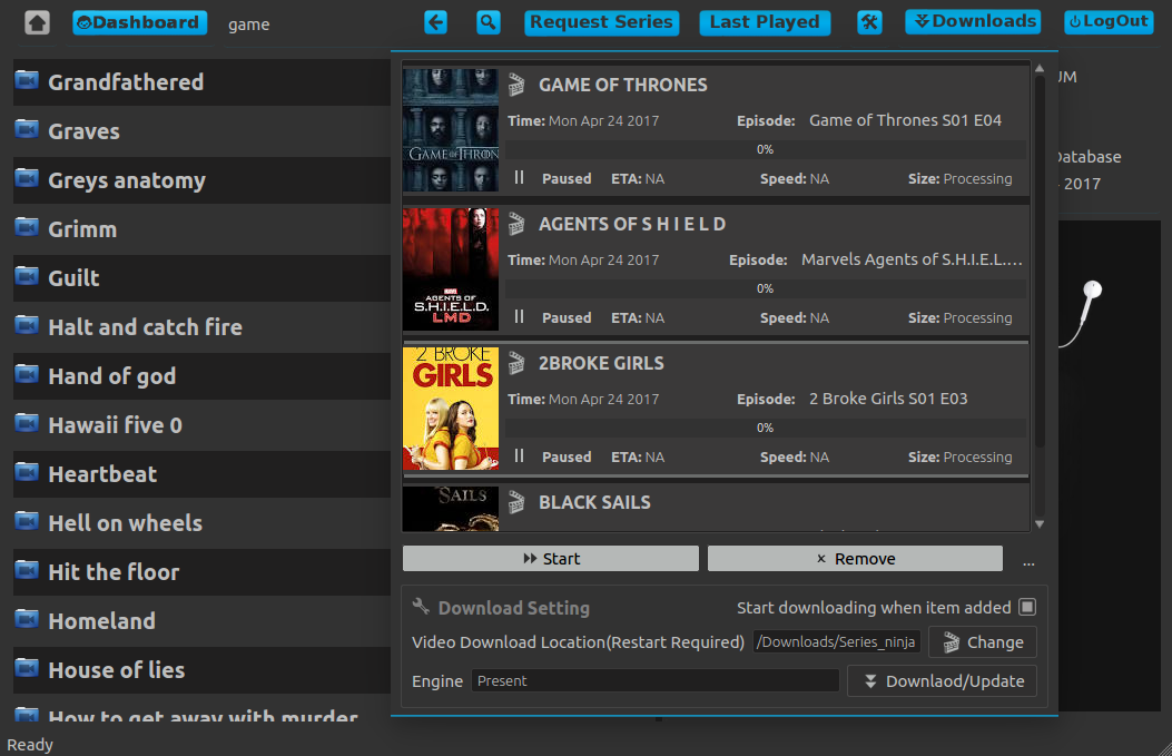 Download TV Series with Series Ninja Ubuntu Linux App