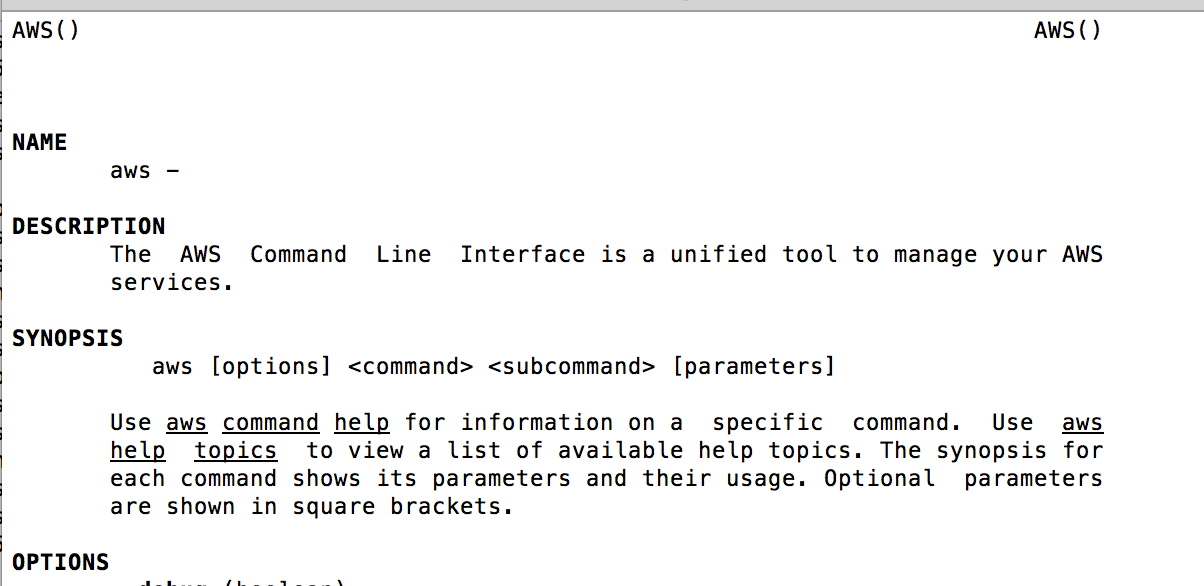 aws-cli 截图