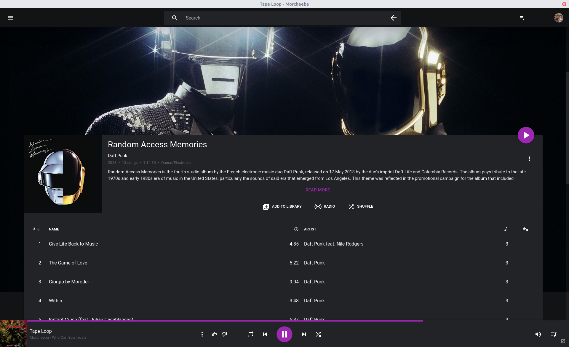 google play music desktop player custom styles