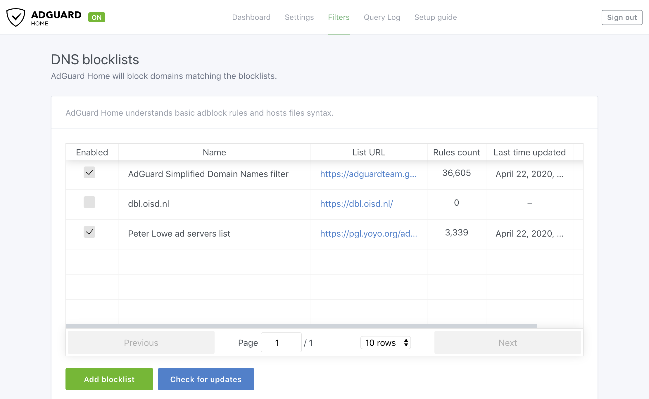 adguard home list