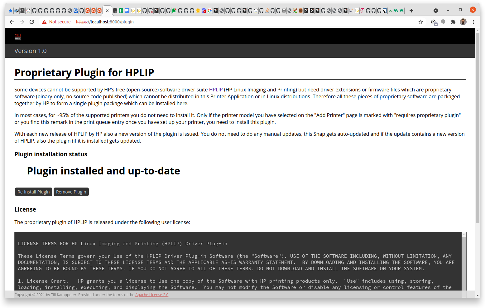 Install hplipprinterapp on Linux Snap Store