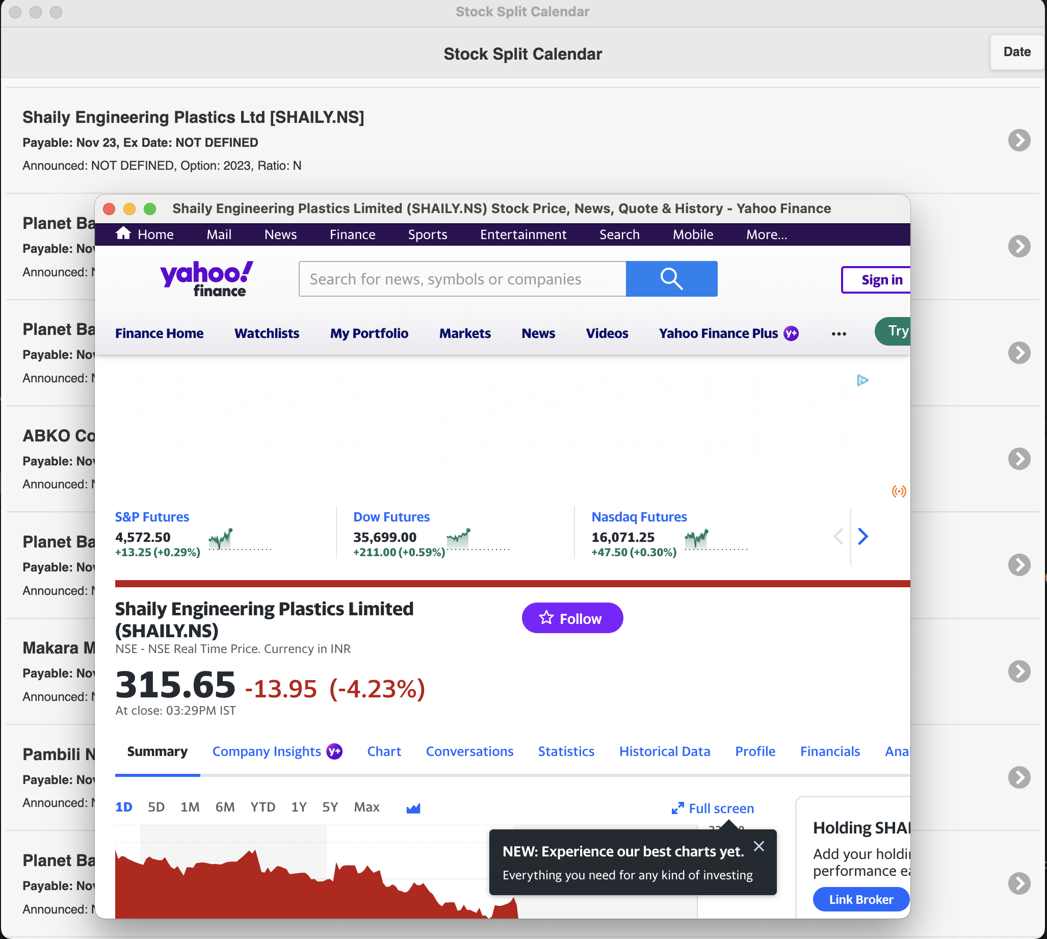 Install Stock Split Calendar on KDE Neon using the Snap Store Snapcraft