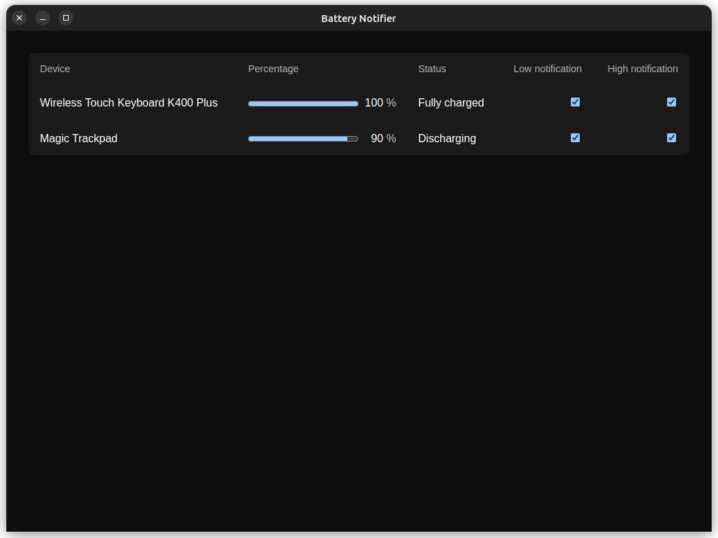 Install battery notifier on linux snap store
