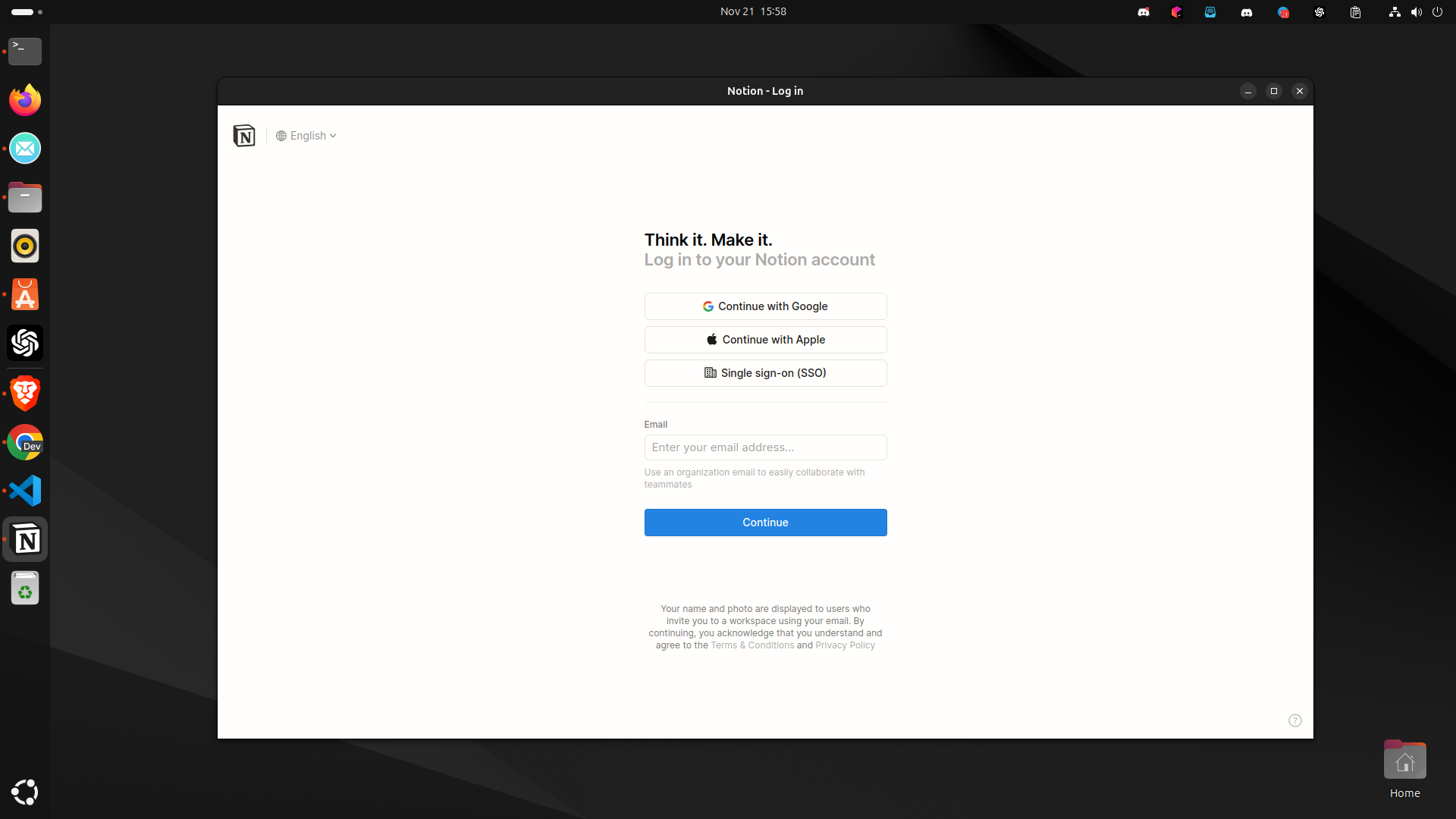 Install notion desktop on linux snap store