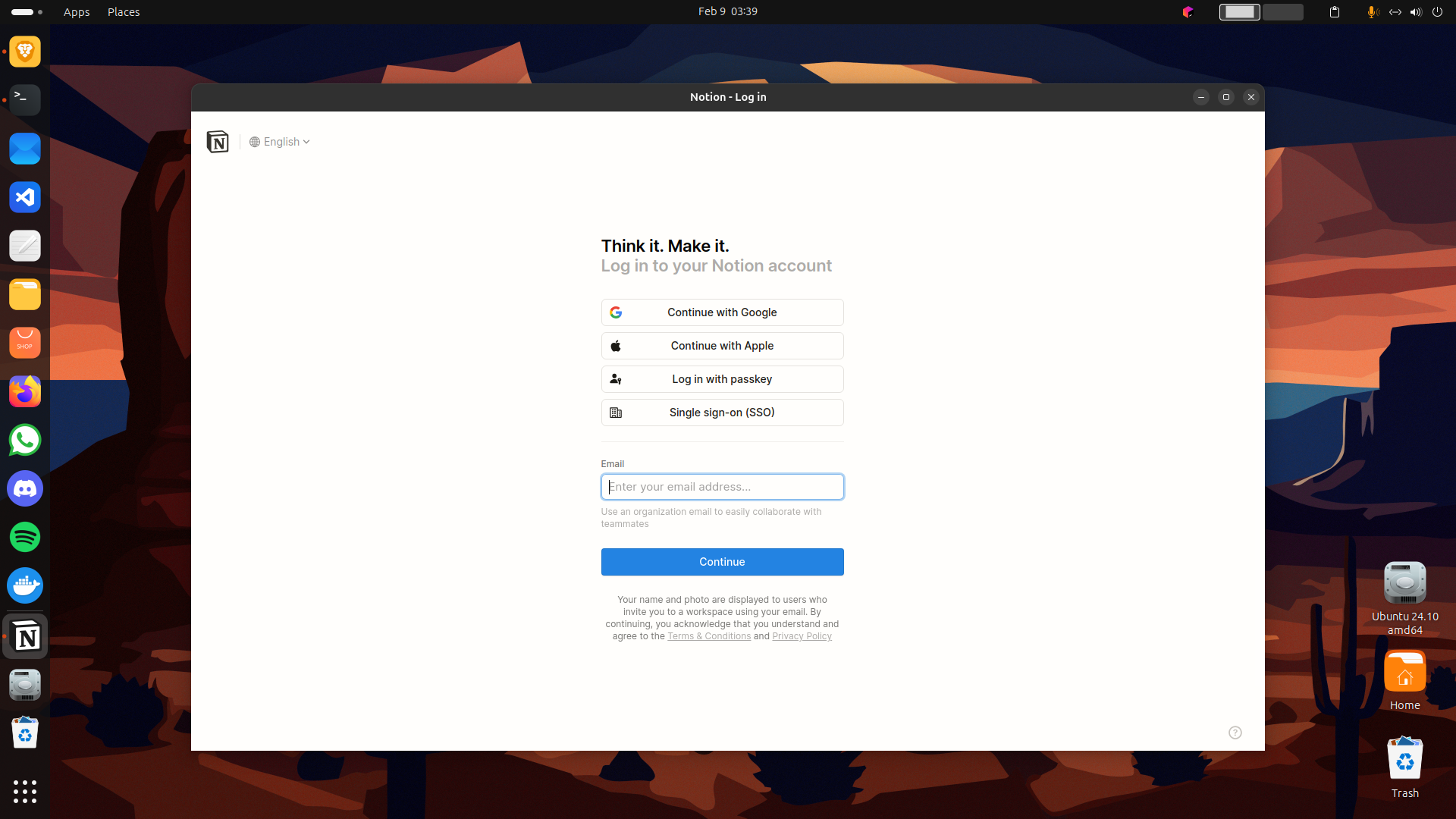 Install notion desktop on linux snap store